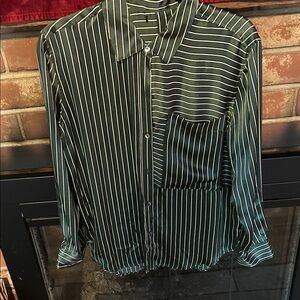 Rails women’s Dark Green Striped Button Down Shirt